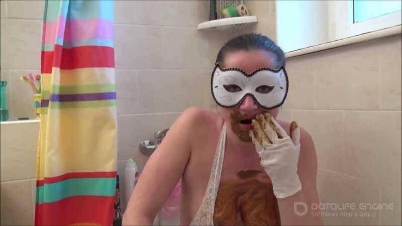 dirtyscatgirl – scat show in white nylons and white mask [HD 1280P]