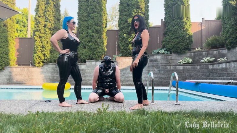 Lady Bellatrix and Ms Sinstress - Duo Domme Poolside Ballbusting [FullHD 1920P]
