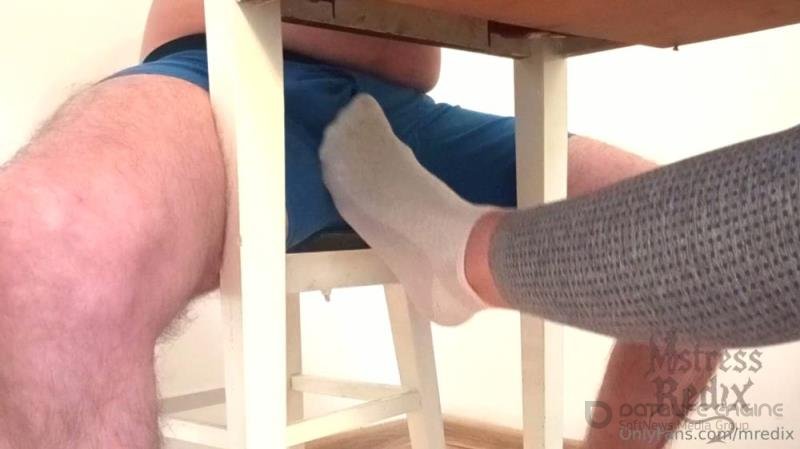 Mistress Redix - Sockjob and Ruined Orgasm Under Table [FullHD 1080P]