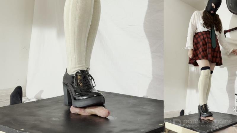Mistress Dolores Slave - Demented Schoolgirl Crushing Stomping Shoejob in my and Chunky Patent Brogues [HD]