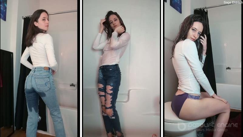 Sage Eldritch - Fully Clothed Wetting Jeans Pee Shower Wetting and Strip [FullHD]