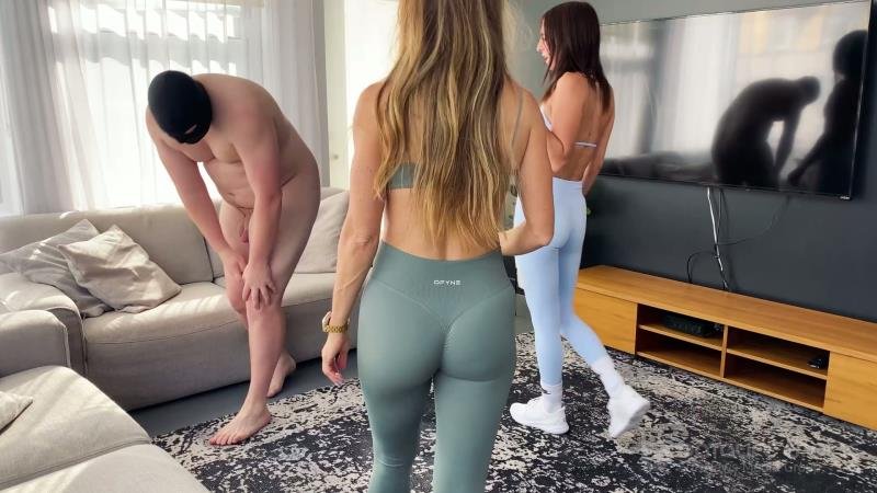 Lord Goddess Maria - Yoga Brat Ballbusting - Lord Maria and Princess Paulina wear sexy yoga pants while doing hardcore ballbusting on loser gooner slave [FullHD]